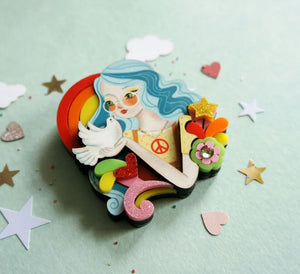 LaliBlue : Solidarity Collection : Hippie girl brooch  - Large [PRE-ORDER]