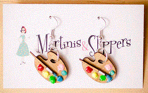 Martinis & Slippers : Paint Palette Earrings