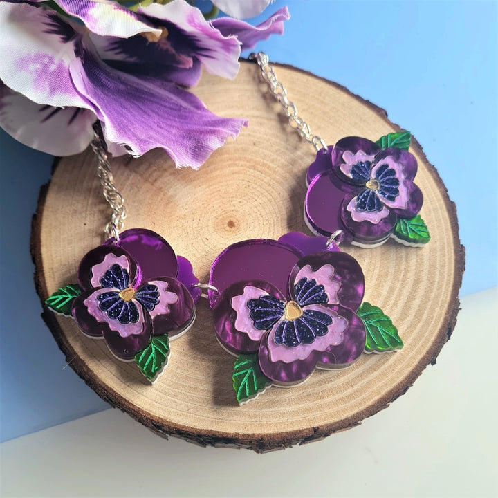 Cherryloco : Floral Collection : Purple Pansy Charm Necklace