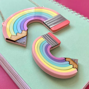 Little Pig Design : Pastel Rainbow Pencil Acrylic Brooch [LUCKY LAST!]