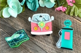 PolyPaige : Pink Kombi Mini Brooch Set