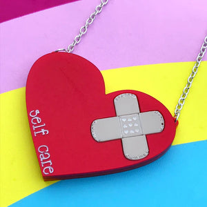 Little Pig Design : Self Care Acrylic Heart Necklace [LUCKY LAST!]