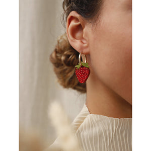 Wolf & Moon : Strawberry Hoop Earrings