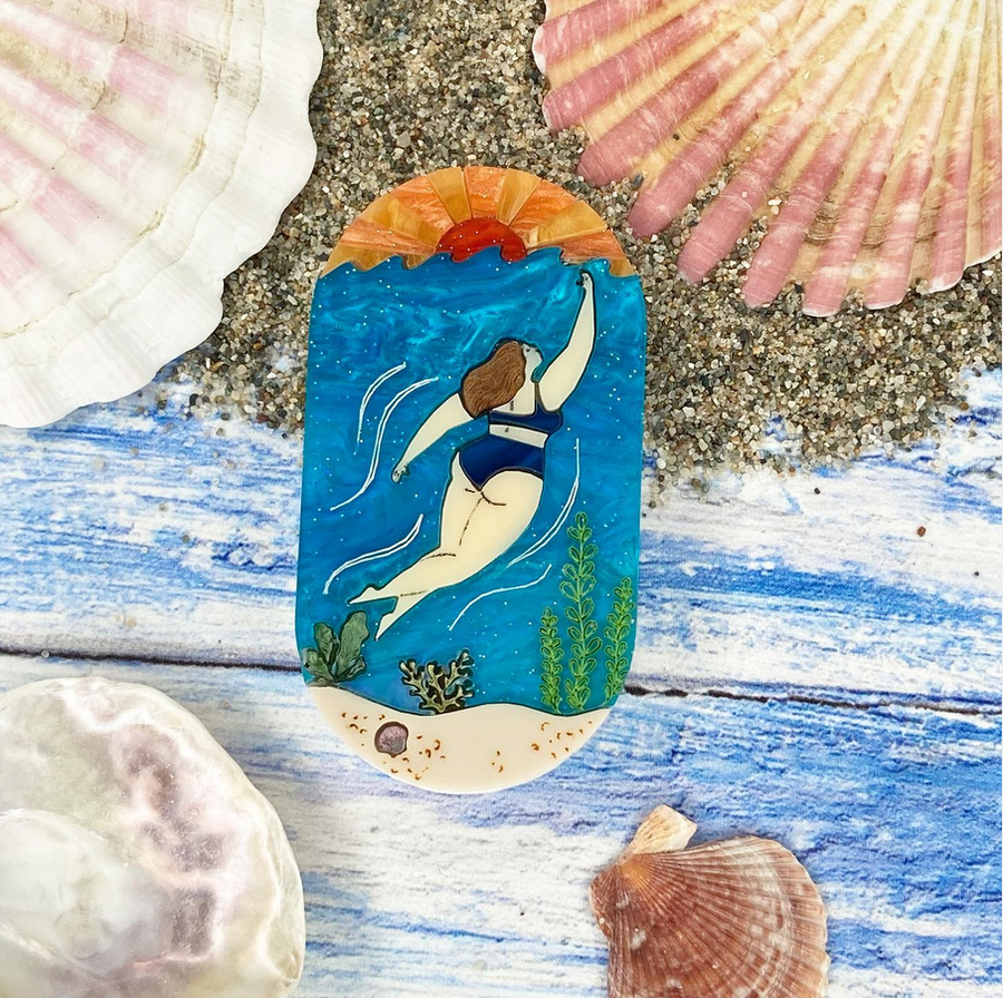 Kimchi & Coconut : Life's a Beach : Sunset Swimmer Brooch