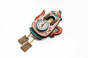 LaliBlue :  Tea Time : Teapot Clock Brooch [PRE-ORDER]