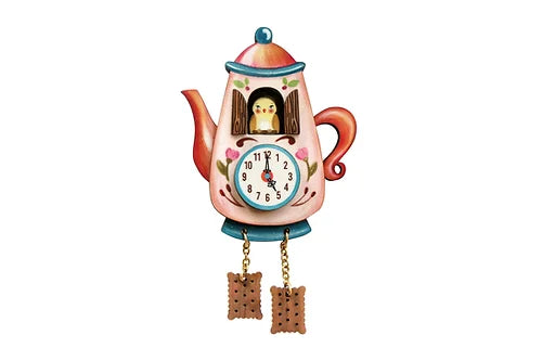 LaliBlue :  Tea Time : Teapot Clock Brooch [PRE-ORDER]