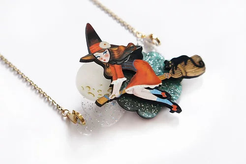 LaliBlue : Halloween : Witch brooch and necklace 2 in 1 [PRE-ORDER]