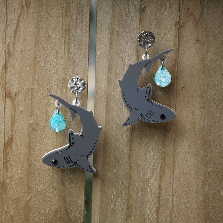 Lost Kiwi Designs : Sharks : Salmon Shark Earrings