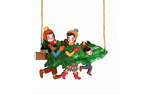 LaliBlue :  Christmas : Family with Christmas tree necklace