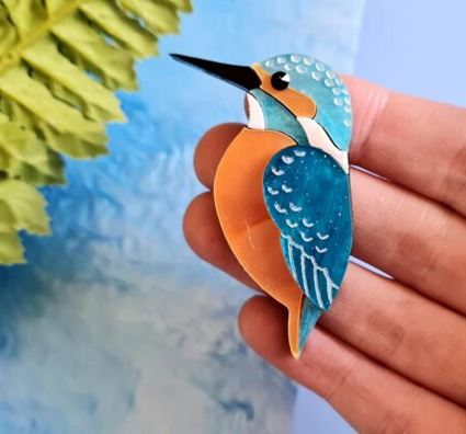 Cherryloco : Scottish Wildlife : Kingfisher pin brooch [PRE-ORDER]