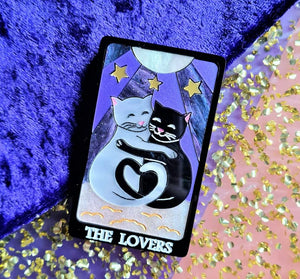 Cherryloco : Valentines : The Lovers Tarot cat brooch or necklace