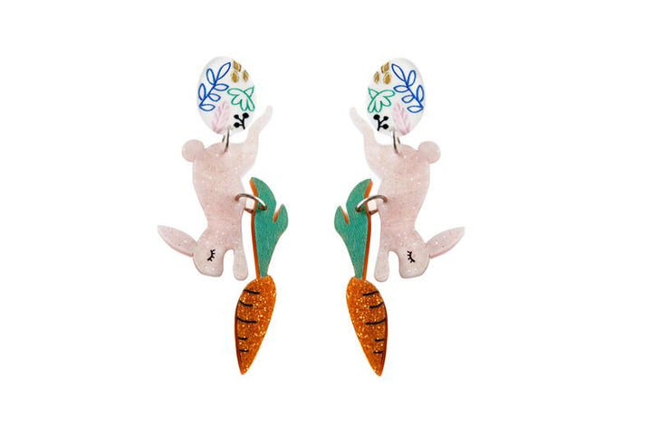 LaliBlue : Easter : Easter Bunny Earrings with Carrot and Egg [PRE-ORDER]