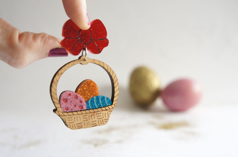 LaliBlue : Easter : Basket of Easter Eggs Earrings [PRE-ORDER]