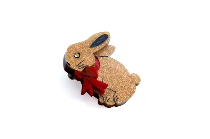 LaliBlue : Easter : Chocolate Rabbit brooch [PRE-ORDER]