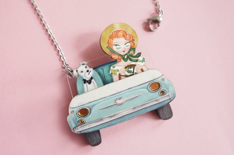 LaliBlue : Wonderful 50's : Car ride Necklace and brooch [PRE-ORDER]