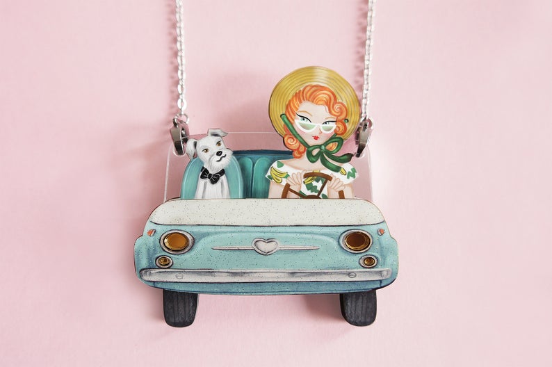 LaliBlue : Wonderful 50's : Car ride Necklace and brooch [PRE-ORDER]