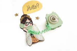 LaliBlue : Wonderful 50's : Girl on the phone brooch