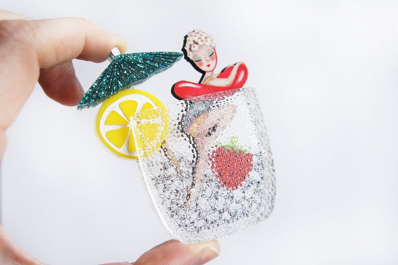 LaliBlue : Wonderful 50's : Pin up cocktail brooch [PRE-ORDER]