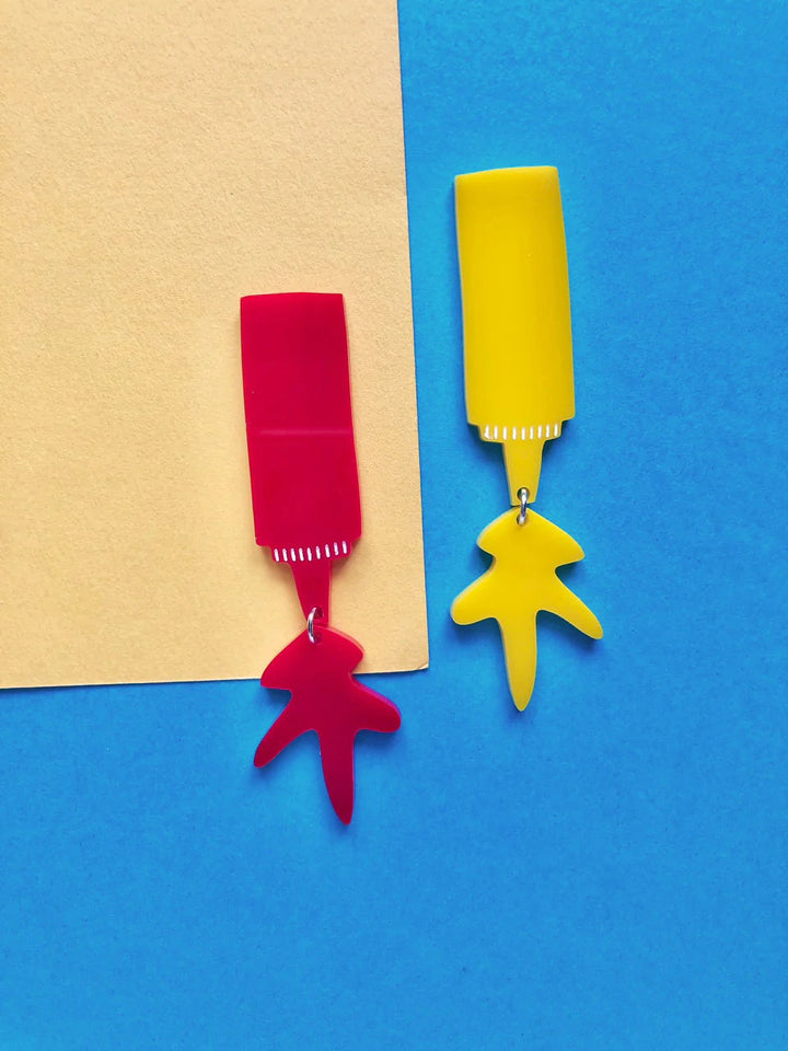 Happy Stuff Studio : Ketchup and Mustard Mis-matched Earrings