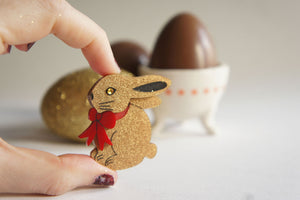 LaliBlue : Easter : Chocolate Rabbit brooch [PRE-ORDER]
