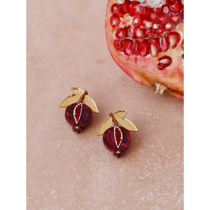 Wolf & Moon : Mini Pomegranate Studs Earrings