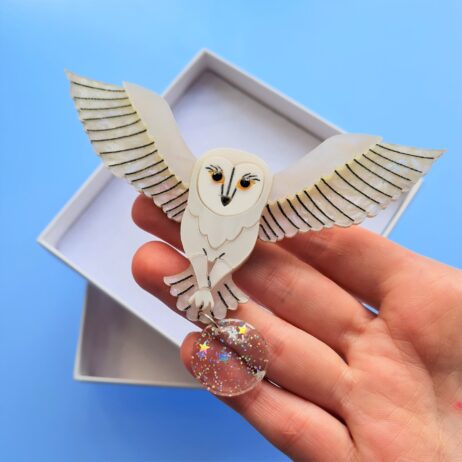 Cherryloco : Jareth the white barn owl brooch or necklace