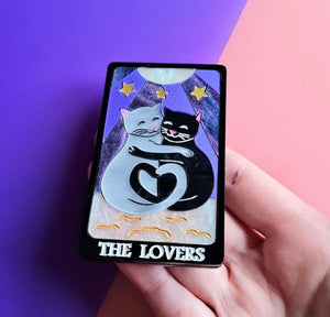 Cherryloco : Valentines : The Lovers Tarot cat brooch or necklace